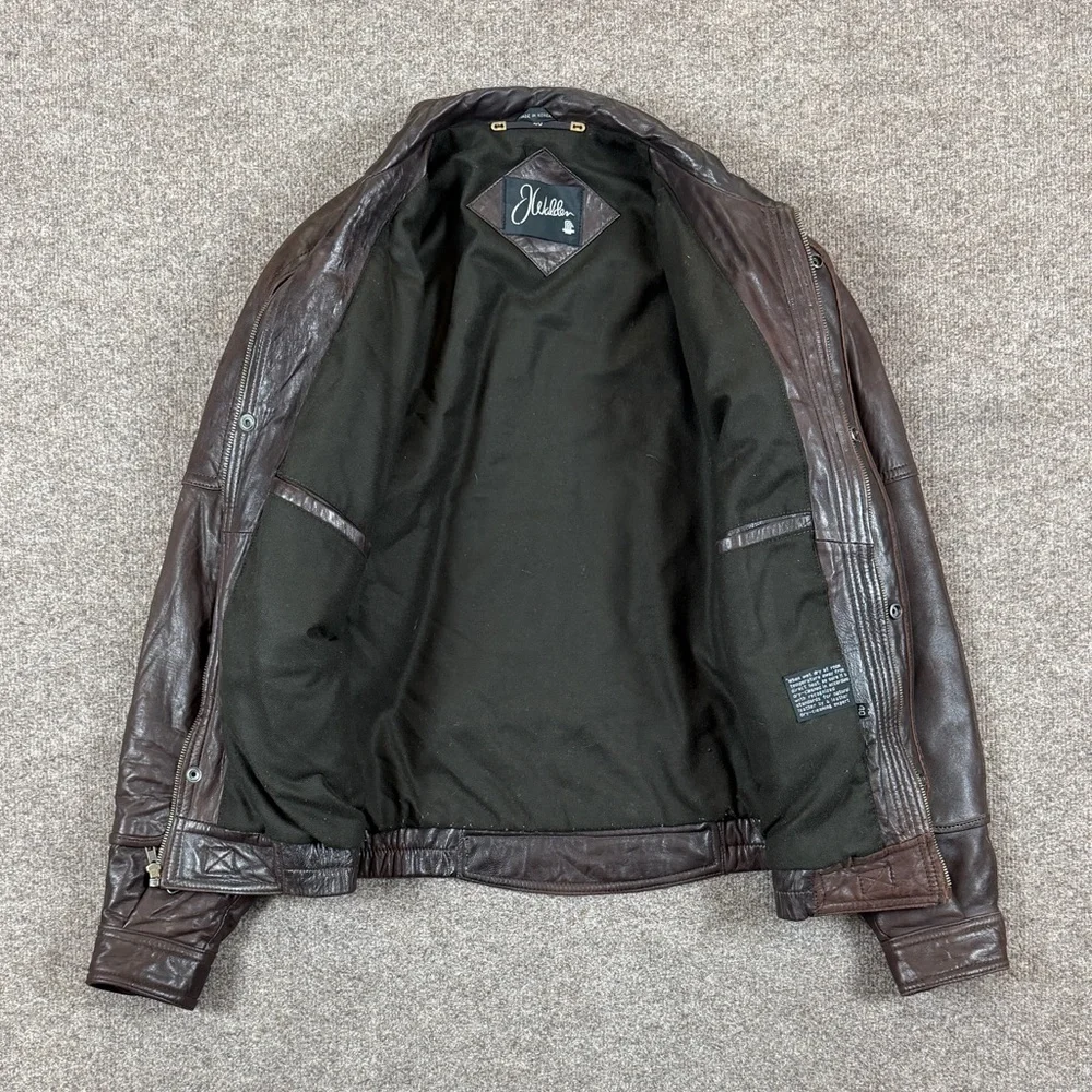 Vintage J Walden Brown Genuine Leather Bomber Jackets Men’s 40 Medium Full Zip